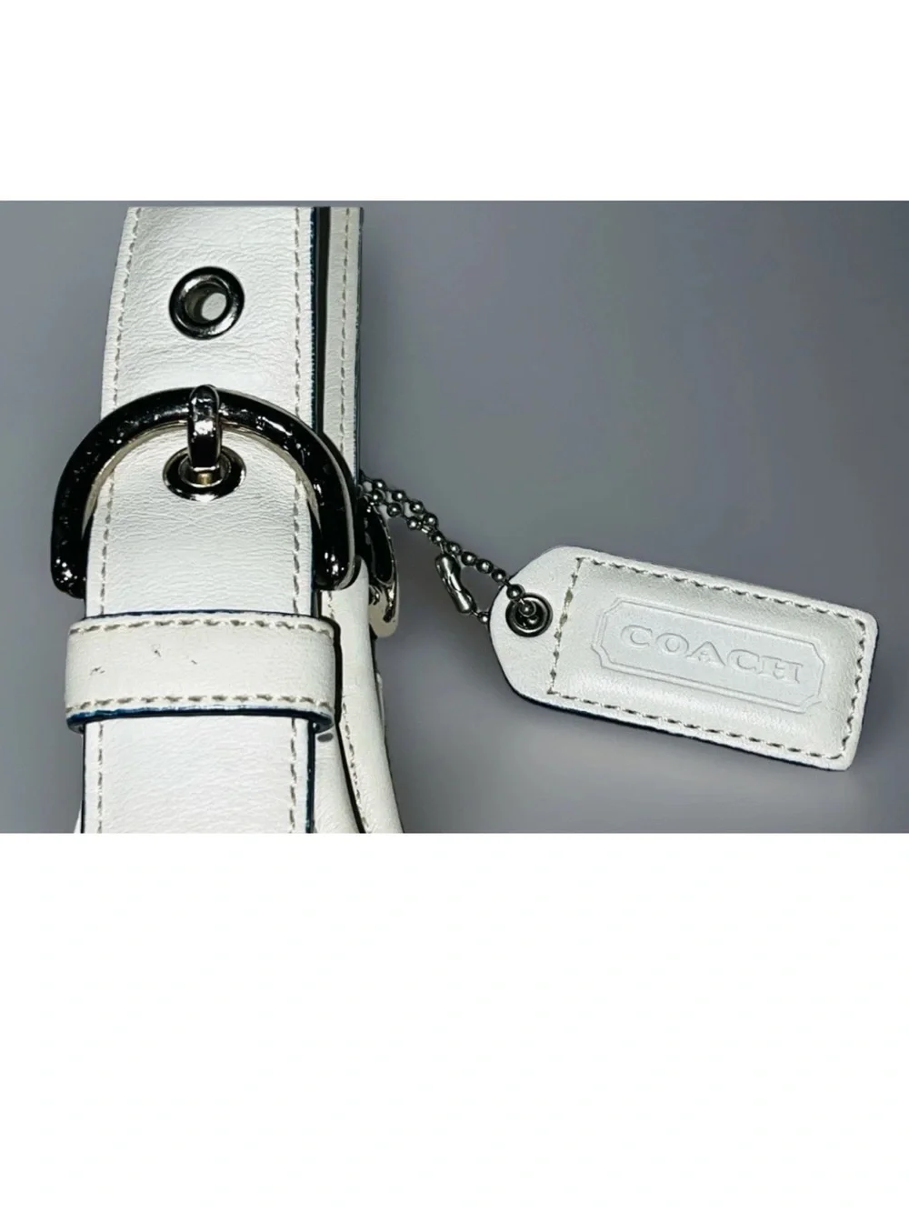 Coach Signature Logo Shoulder Purse Blue W/White Trim Silver Hardware J3K-6800 - Picture 13 of 13